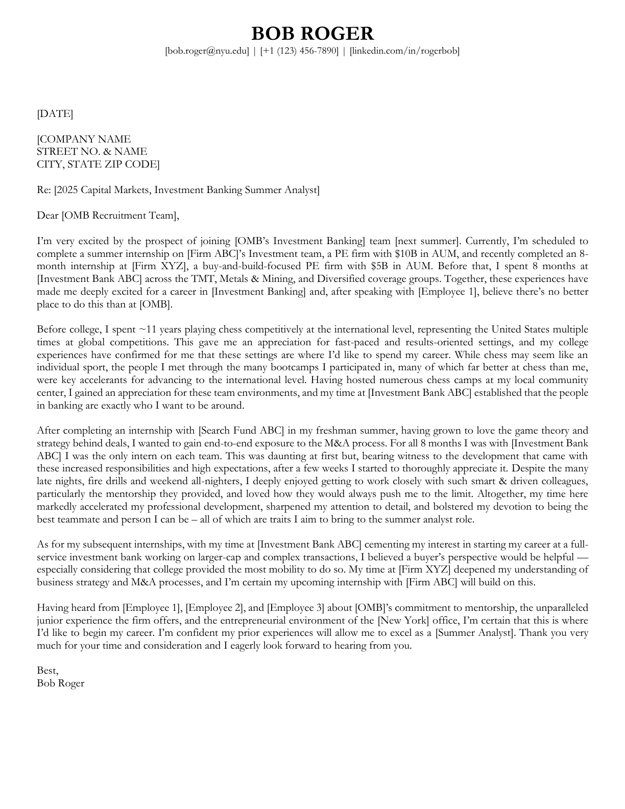 Cover Letter Example