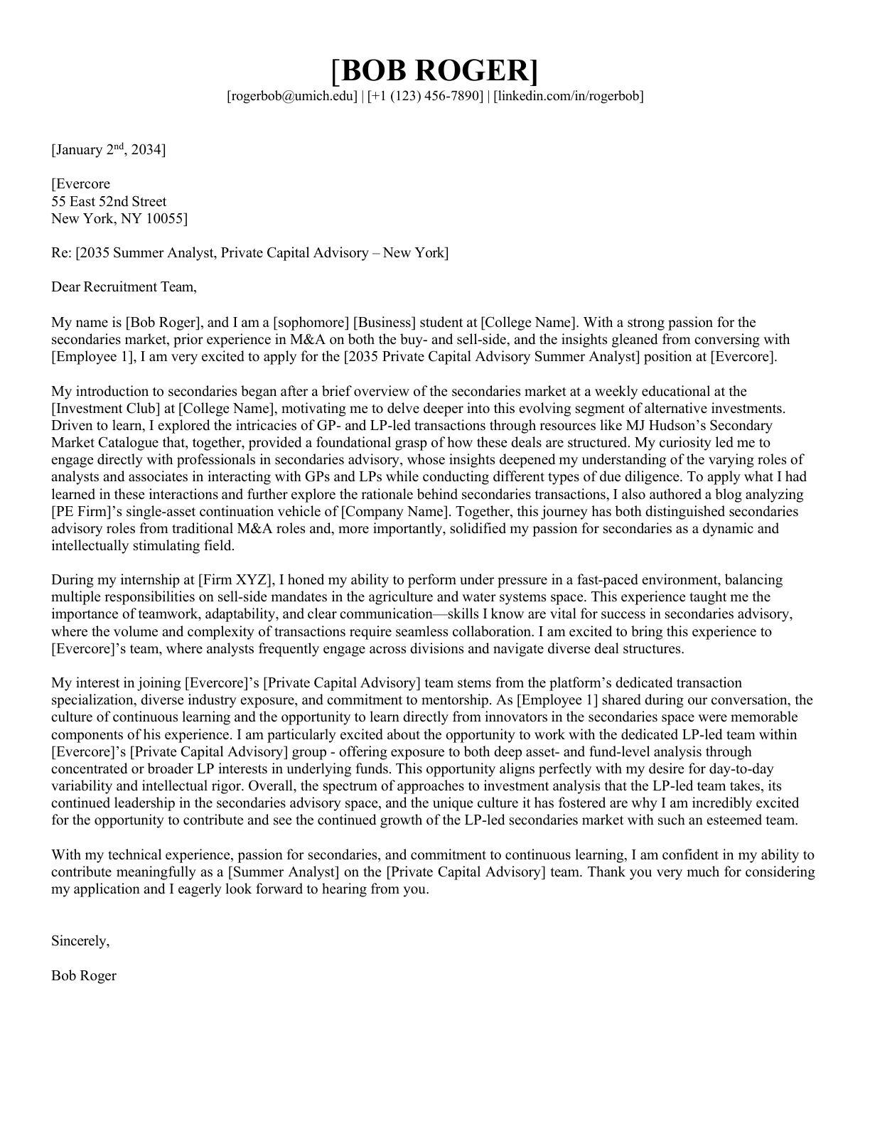 Cover Letter Example
