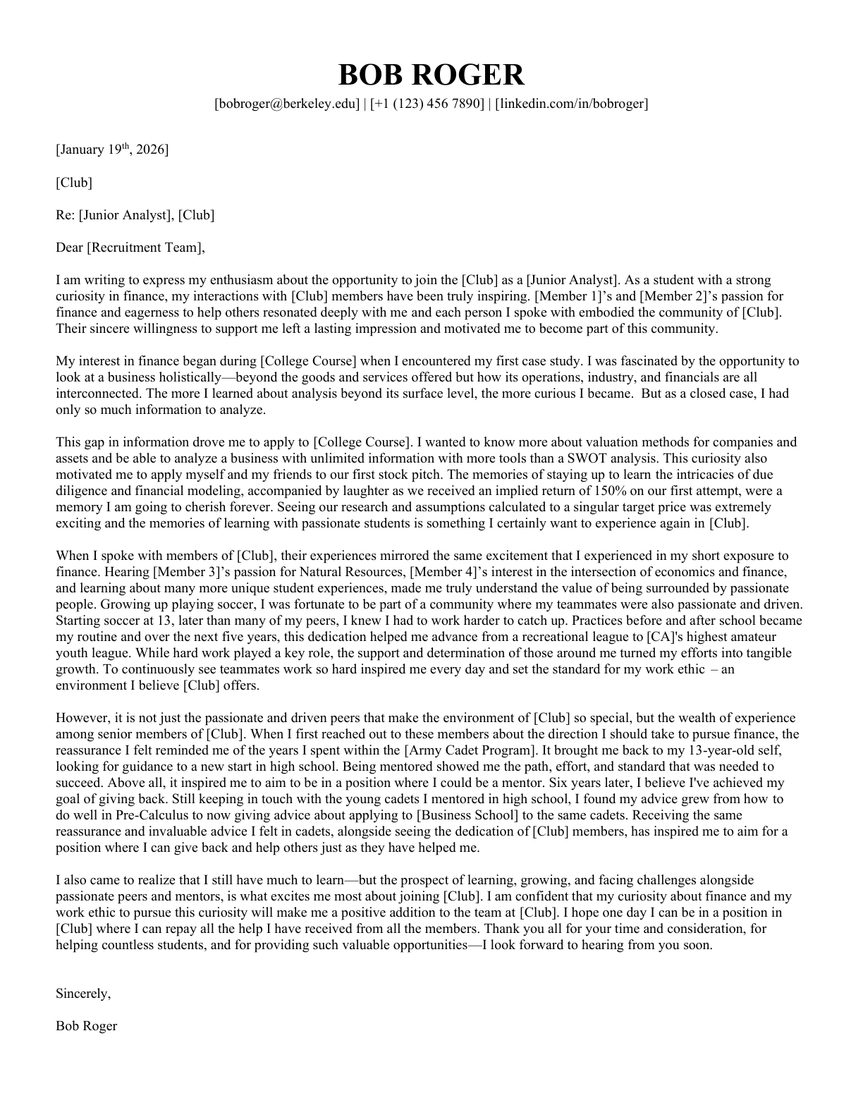 Cover Letter Example